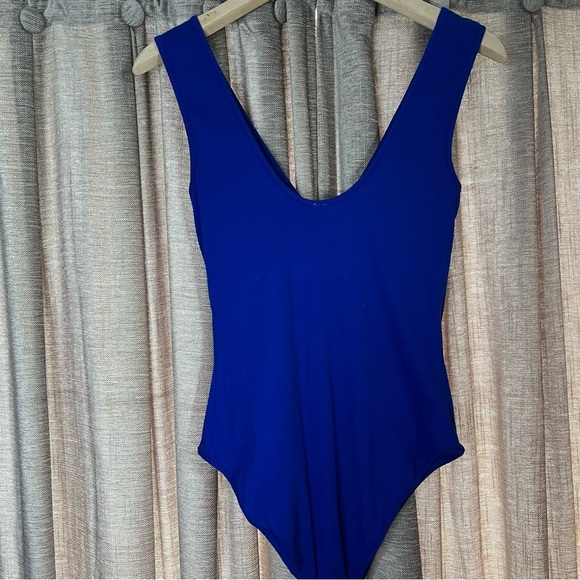 Free People Take Me Out Ribbed Henley Bodysuit in Blue Size Medium - Picture 13 of 14